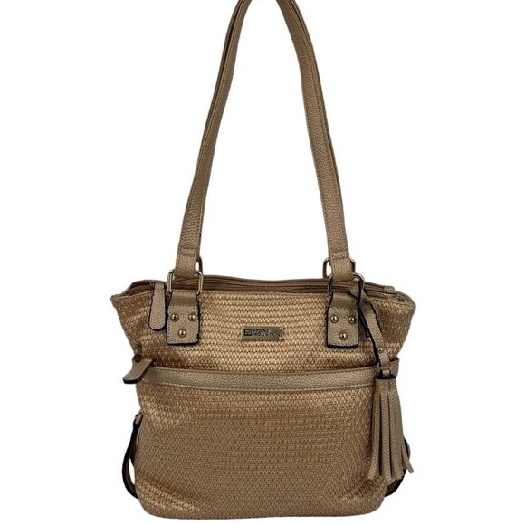 Stone Mountain Metallic Gold Straw Shoulder Bag NWOT - Picture 2 of 12